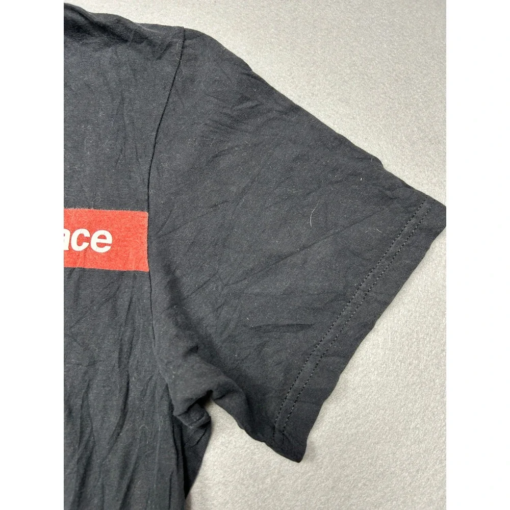 The North Face T-Shirt Cotton Black Red Stripe Medium Mens